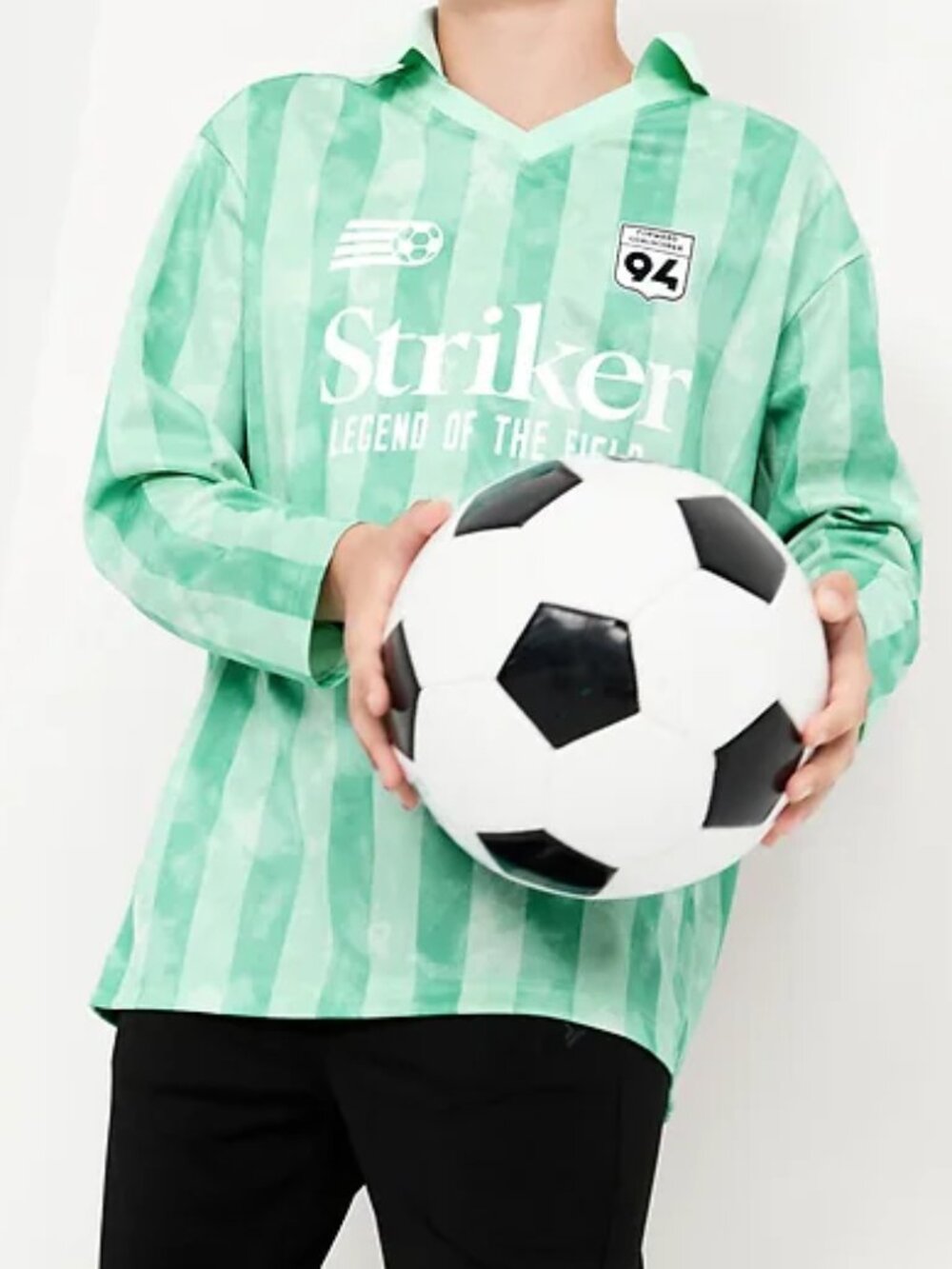Oversized Long-Sleeve Collared Soccer Top Green